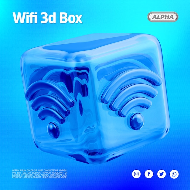 PSD caja de vidrio 3d wifi