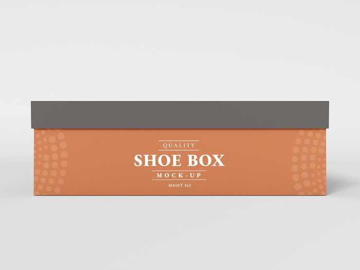 PSD caja de zapatos con maqueta de marca de tapa