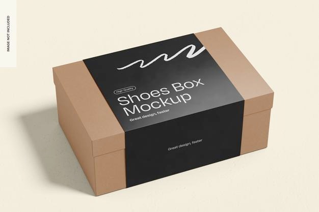 Caja de zapatos con la perspectiva de la maqueta de la manga