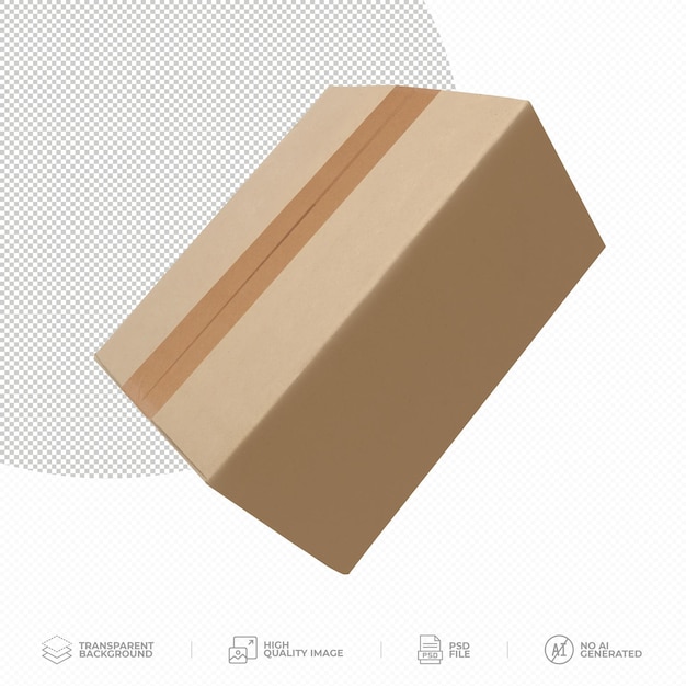 Cajas de cartón voladoras sobre un fondo transparente