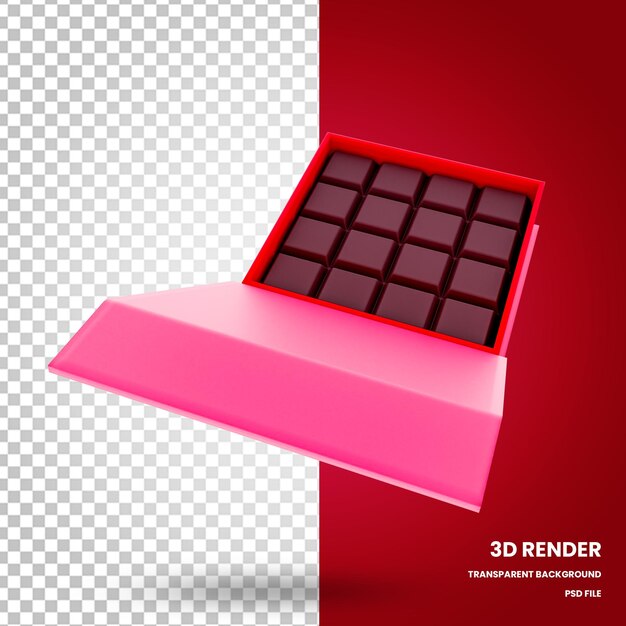 Cajas de chocolate 3d render elementos de san valentín