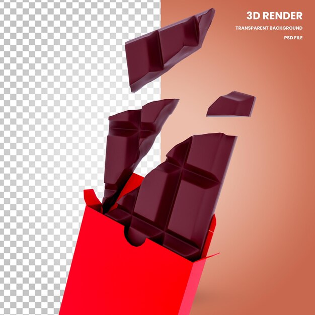 PSD cajas de chocolate 3d render elementos de san valentín