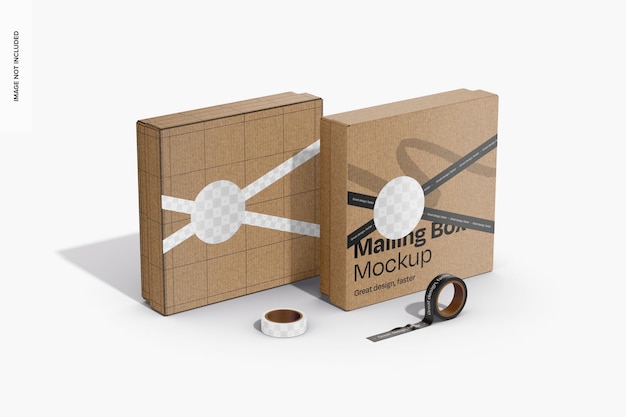 Cajas de correo con maqueta de cinta de seguridad Vista izquierda