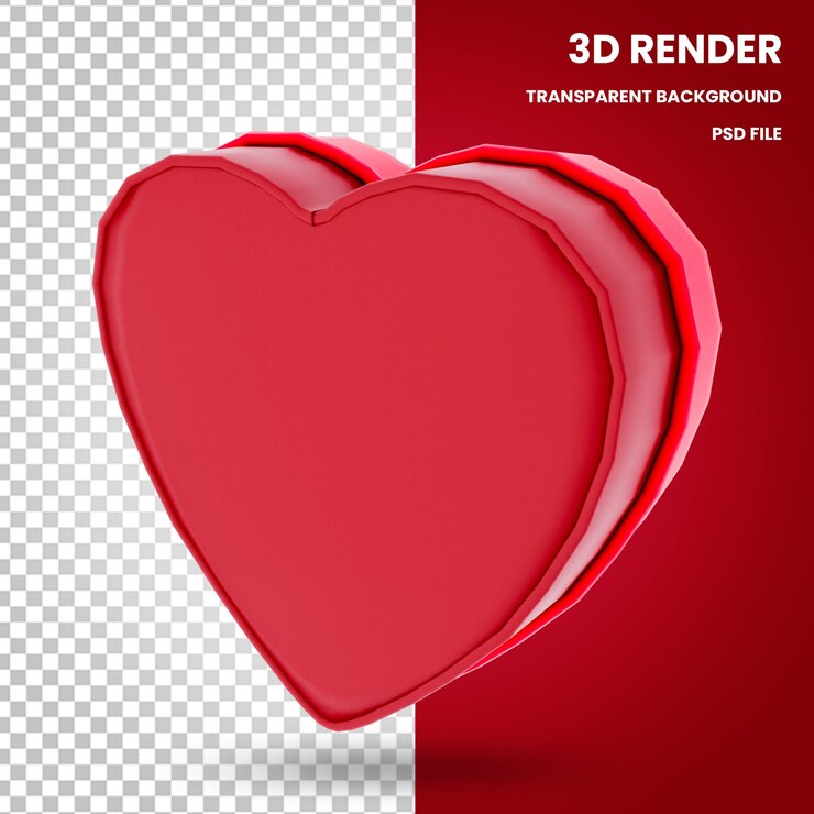 Cajas en forma de corazón 3D Render elementos de San Valentín