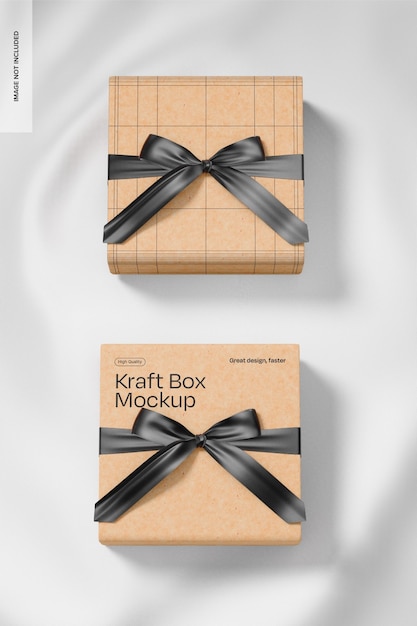 PSD cajas kraft cuadradas con maquillaje de cinta vista superior