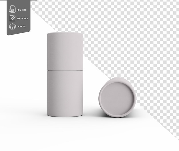 Cajas de papel blanco elegante Cajas de contenedor cilíndrico para el embalaje de productos Concepto Ilustración 3d