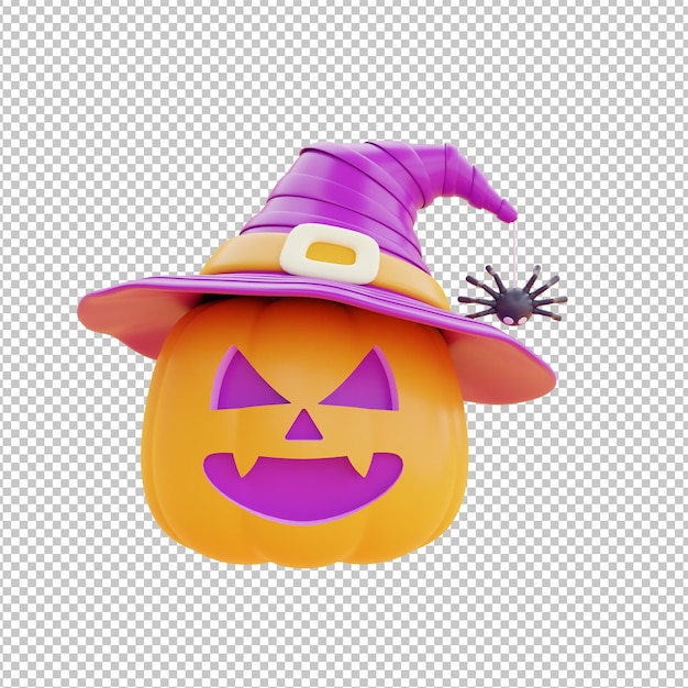 Cajas de regalo abiertas con calabaza JackoLantern de Halloween con sombrero de bruja sobre fondo blanco tradicional representación 3d de vacaciones de octubre