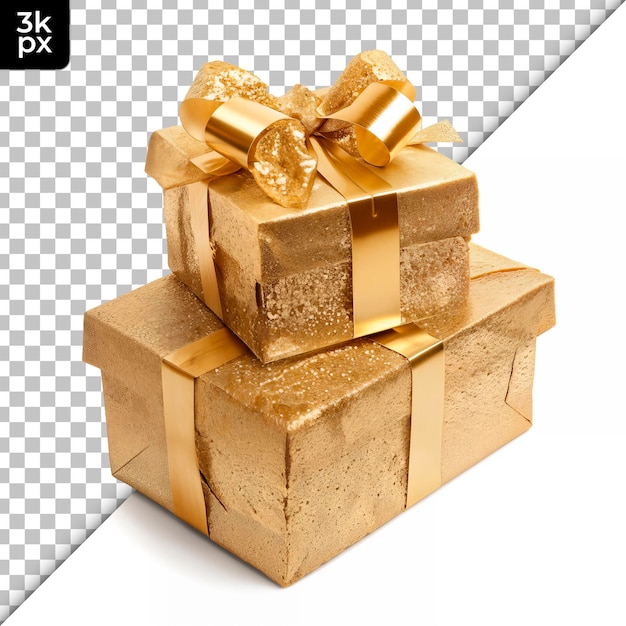 PSD cajas de regalo doradas aisladas sobre un fondo transparente