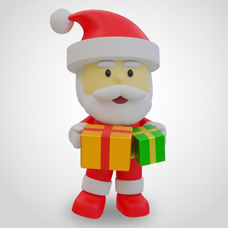 Cajas de regalo de Navidad de Santa Claus Ilustración 3d prestados