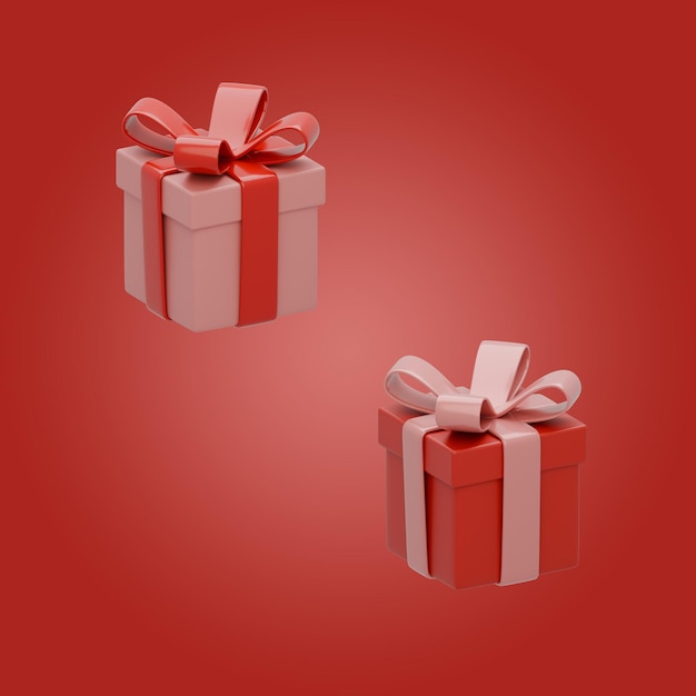 Cajas de regalo rojas y rosas
