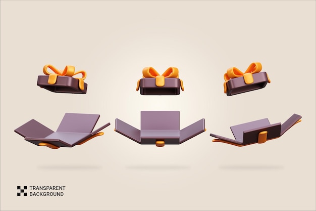 Las cajas de regalos de renderización psd 3d