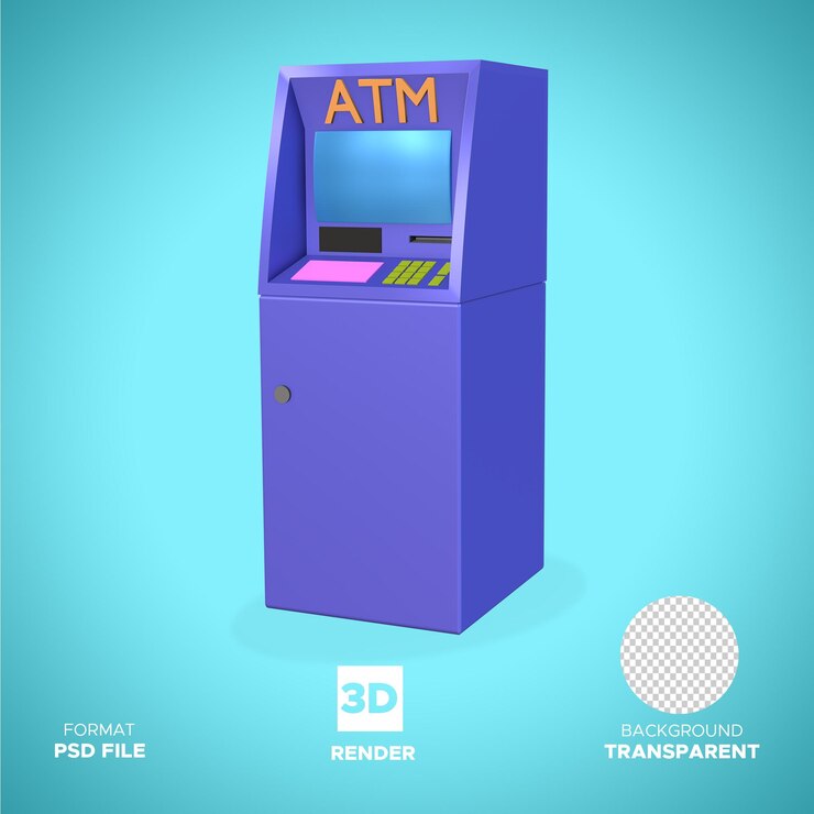 PSD cajero automático para ilustración 3d render icon objeto aislado
