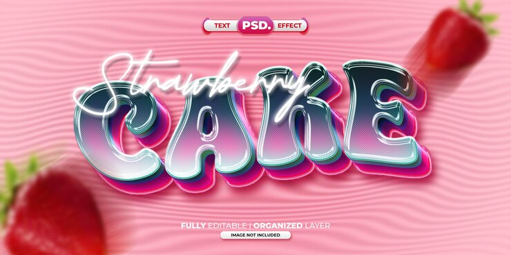 Cake efecto de texto 3D estilo de dibujos animados