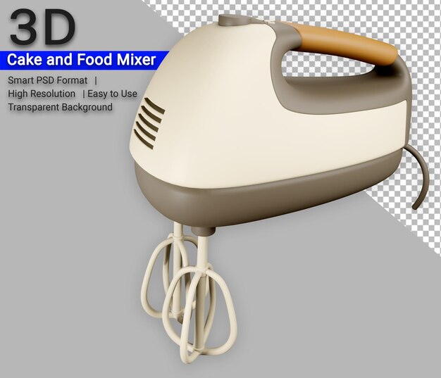 PSD cake mixer electric 3d kitchen appliances icon render con fondo transparente