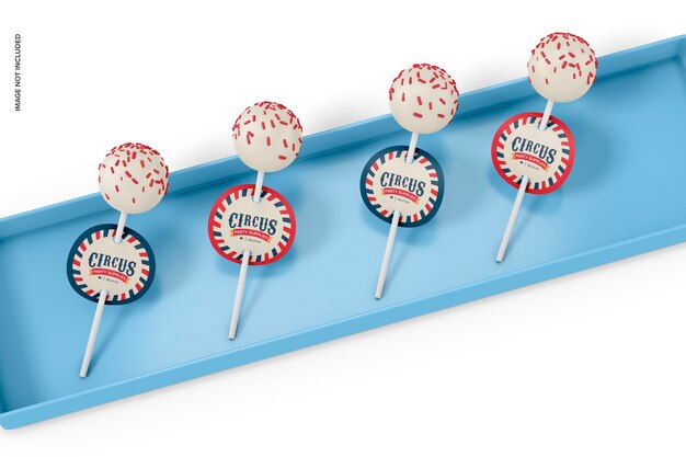 Cake pop com maquete de conjunto de etiquetas