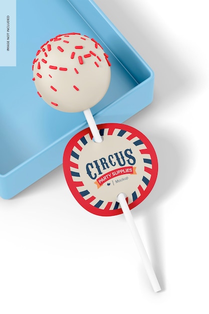 Cake Pop mit Tag Mockup gelehnt