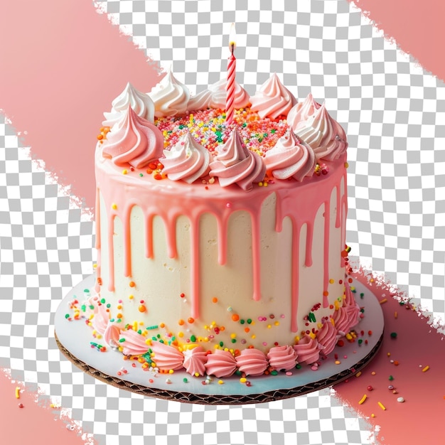 PSD a cake with pink icing and a candle on it