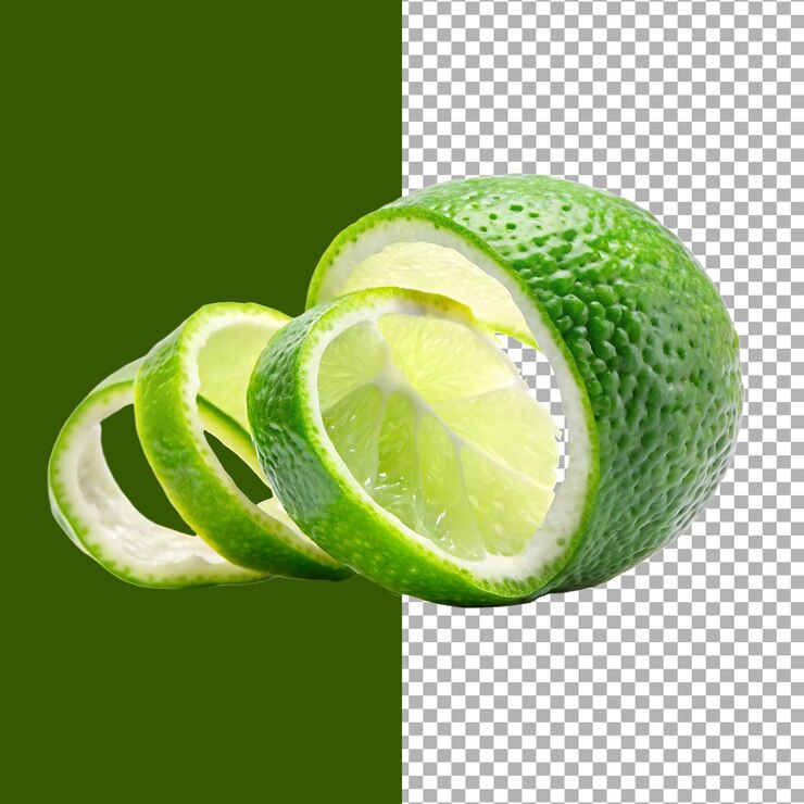 Cal con cáscara en espiral sobre un fondo transparente