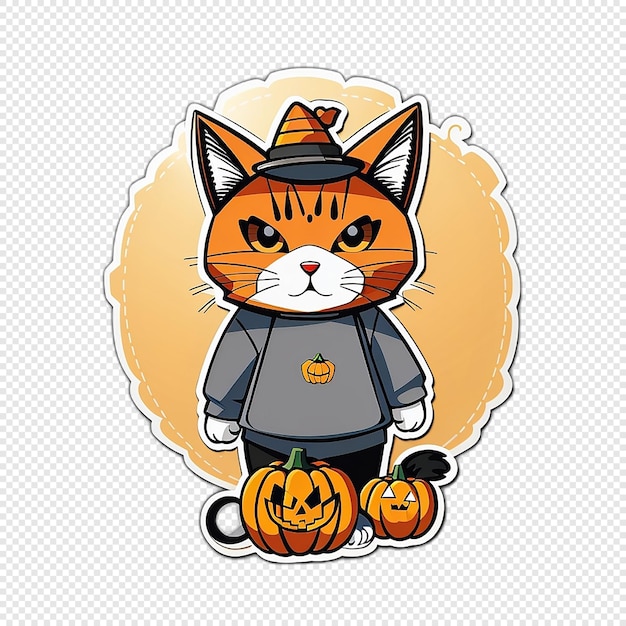 PSD calabaza adhesiva para gatos de halloween