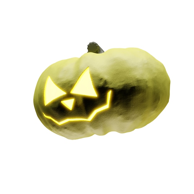 Calabaza amarilla de halloween con brillantes ojos claros 3d render