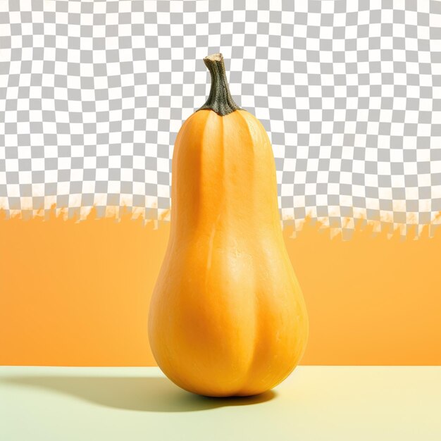 PSD una calabaza amarilla con un tallo verde en un transparente