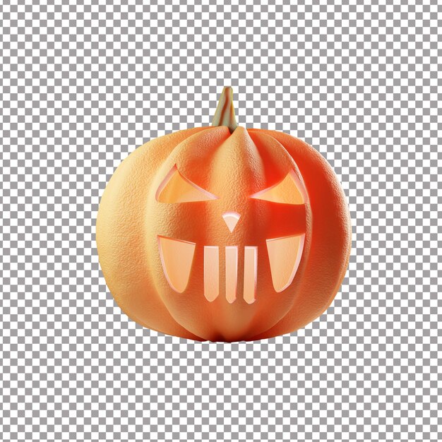 Calabaza de cara sonriente de terror aislado sobre fondo transparente