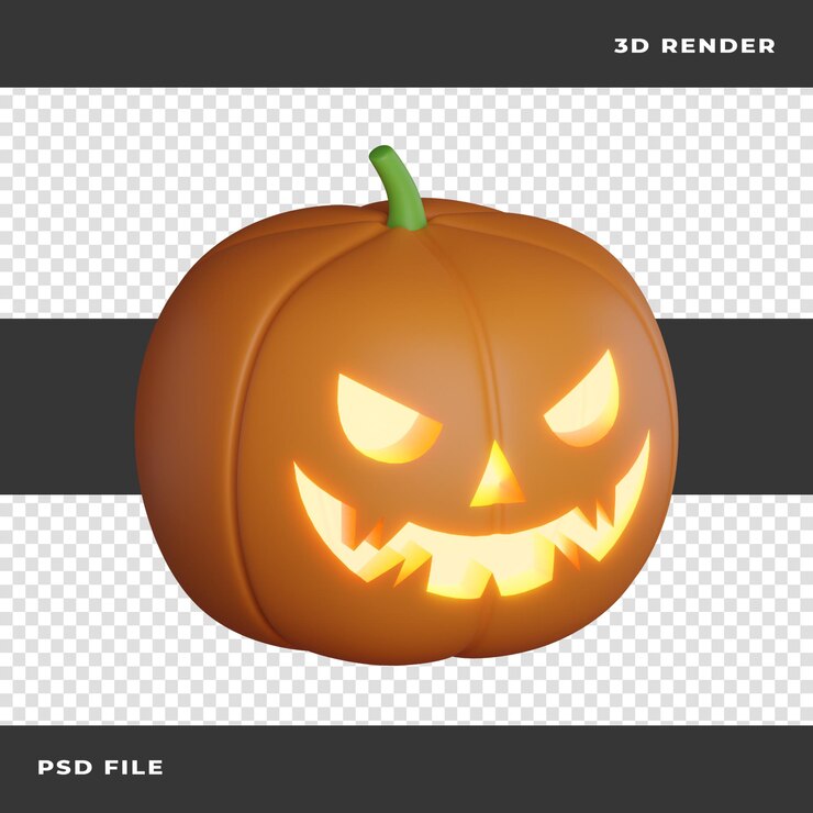 PSD calabaza espeluznante 3d sobre fondo transparente