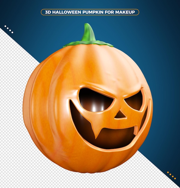 PSD calabaza de halloween 3d aislado sobre fondo azul.