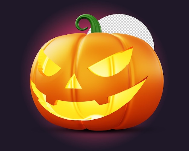 Calabaza de Halloween con luz dentro de renderizado 3d