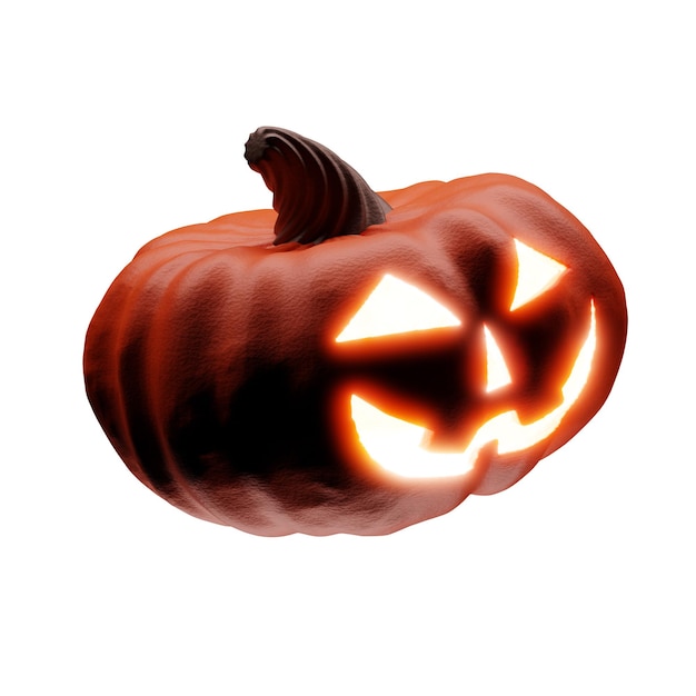 Calabaza de halloween naranja con render 3d de ojos claros