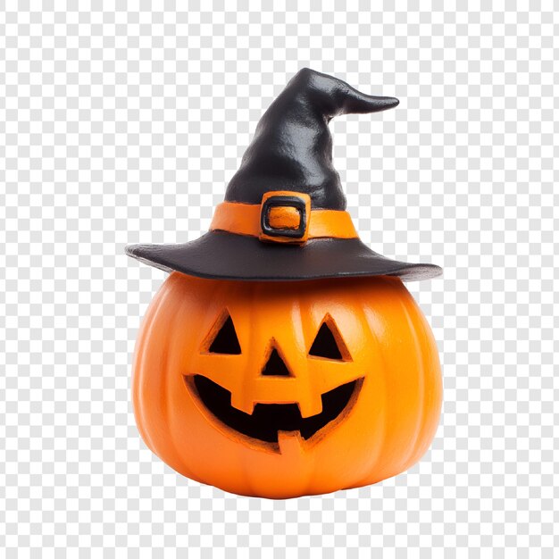 Calabaza de halloween sonriente con sombrero de bruja