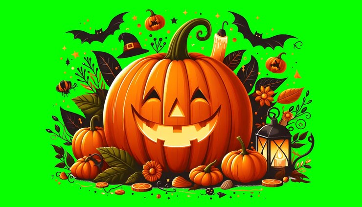 PSD las calabazas de halloween sonríen y los ojos aterradores brillan dentro de tres calabazas 3d