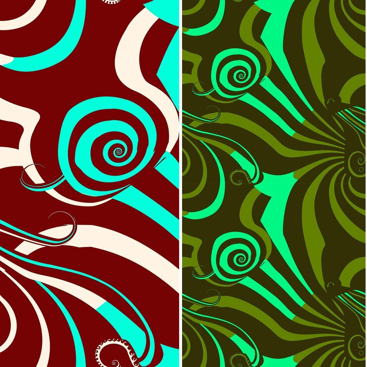 PSD calamar com silhueta em espiral abstract minimal design e rad nature pattern vector designs