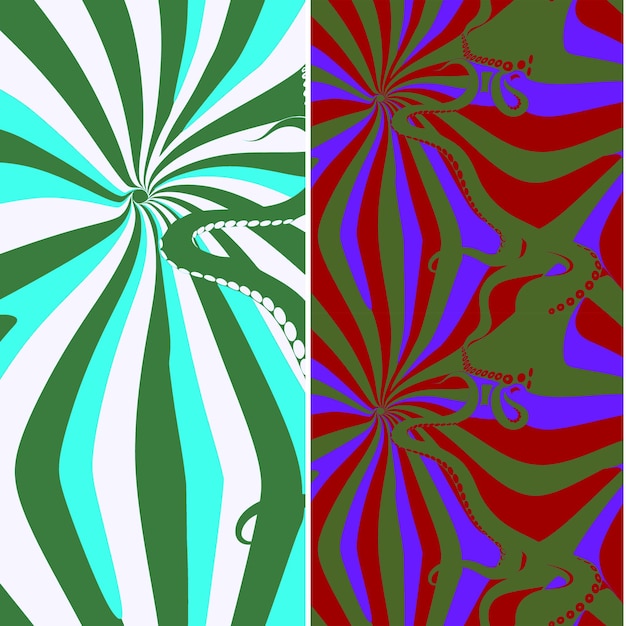 Calamar com silhueta em espiral Abstract Minimal Design e Rad Nature Pattern Vector Designs