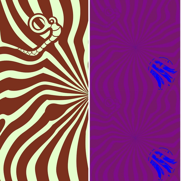 Calamar con silueta en espiral diseño mínimo abstracto y diseños vectoriales de patrones de naturaleza radical