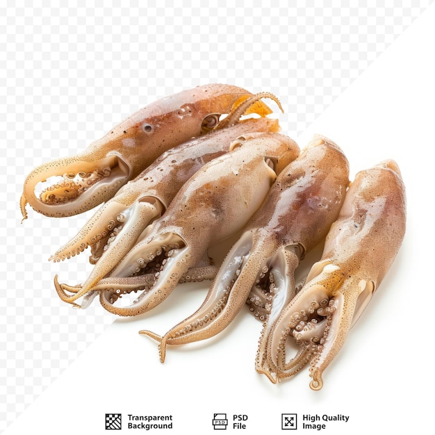 PSD calamares secos sobre fondo blanco aislado