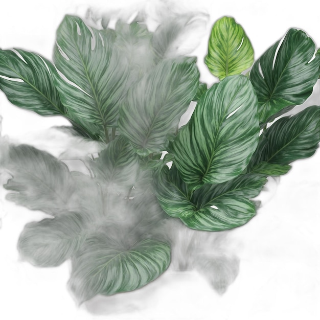 Calatheas psd en un fondo blanco