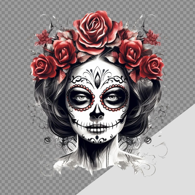 La Calavera Catrina Photo Du Visage En Png Isolée Sur Un Fond Transparent