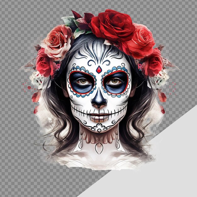 La Calavera Catrina Photo Du Visage En Png Isolée Sur Un Fond Transparent