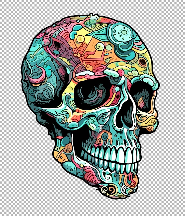 PSD calavera con fondo transparente