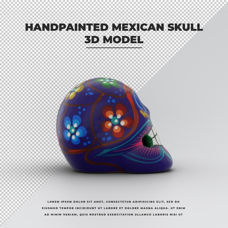 PSD calavera mexicana pintada a mano