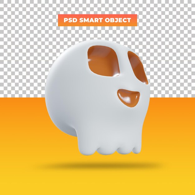 PSD calavera sonriente de halloween, ilustración 3d