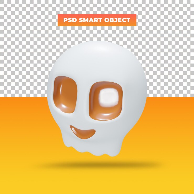 Calavera sonriente de Halloween, ilustración 3d