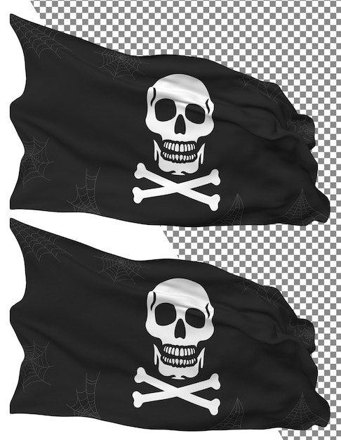 Calaveras Señal de peligro Bandera Ondas Aisladas Llanura Amp Bump Textura Fondo transparente Representación 3D