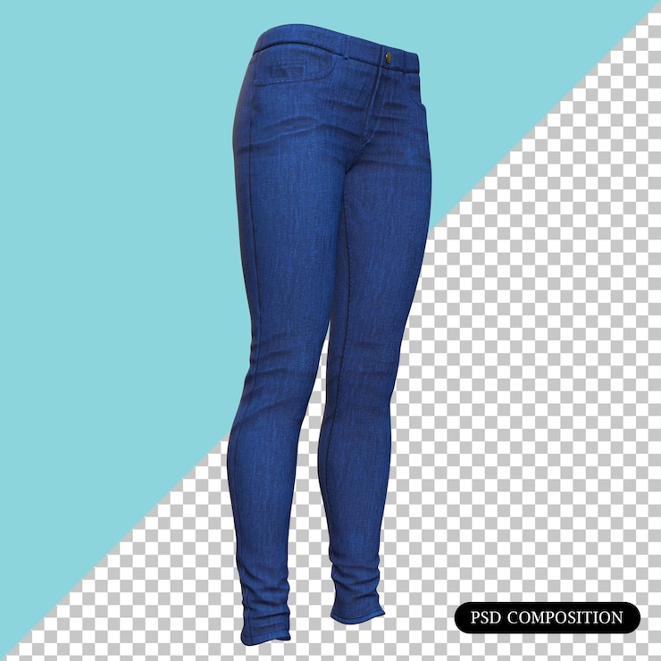 PSD calça jeans azul psd isolada modelo 3d