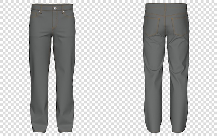 PSD calças de jeans cinzentas de frente e de trás