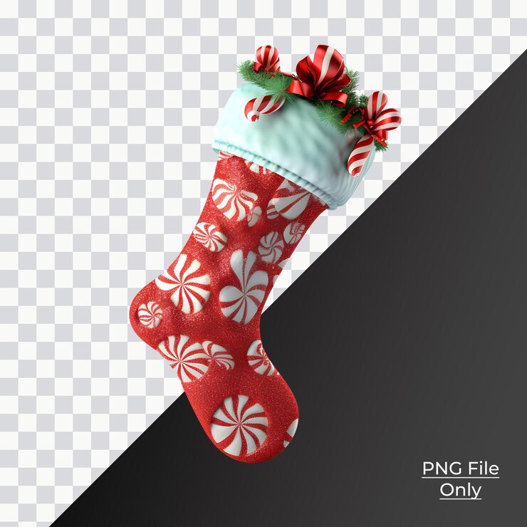 PSD calcetín navideño 3d iluminación suave y suave solo png premium psd