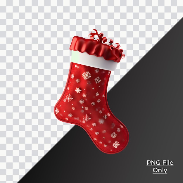 Calcetín navideño 3d iluminación suave y suave solo png premium psd