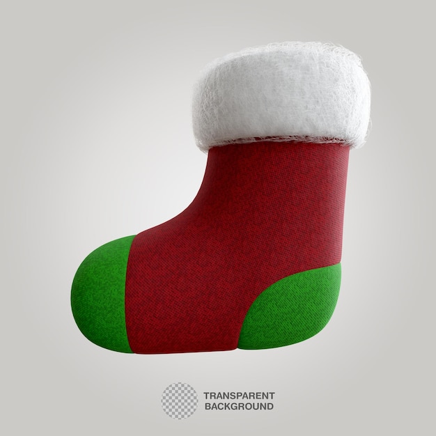 PSD calcetín navideño esponjoso. ilustración 3d.