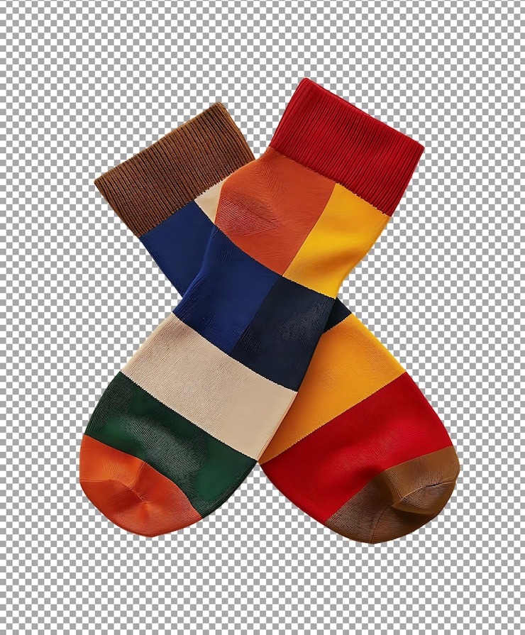 PSD calcetines coloridos png aislados sobre un fondo transparente